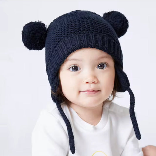 Knitted Baby Hat with Pompoms – Warmth &amp; Softness for Winter